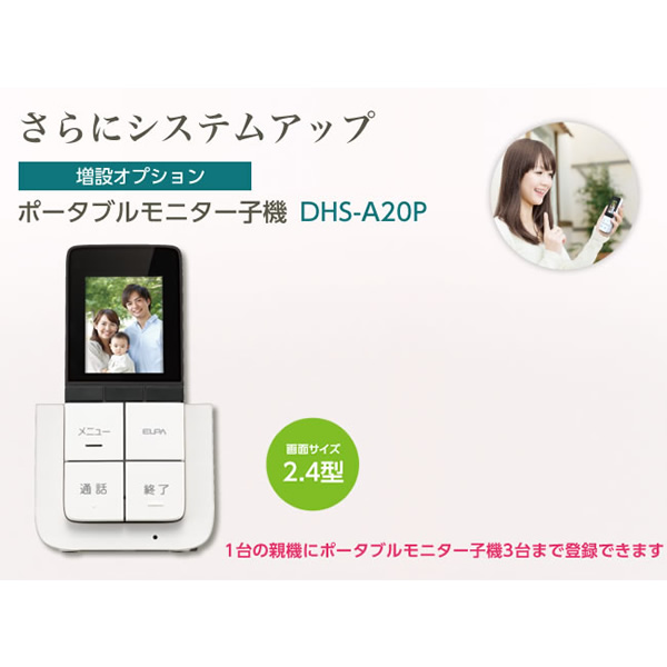 ELPA - テレビドアホン用 増設携帯型管する子機 DECT操作手順ワイヤレステレビドアホン用 朝日電器 DHS-A20P/srm