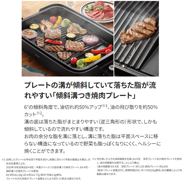 象印 ホットプレート やきやき ブラック たこ焼き 焼肉プレート付 EA-KK30-BA/srm｜gioncard｜04