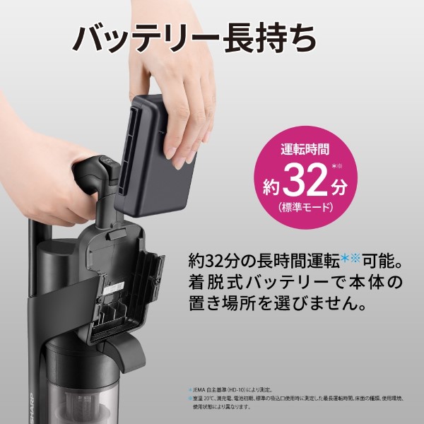 掃除機 SHARP シャープ サイクロン式スティッククリーナー ブラック RACTIVE Air EC-FR11-B/srmの画像