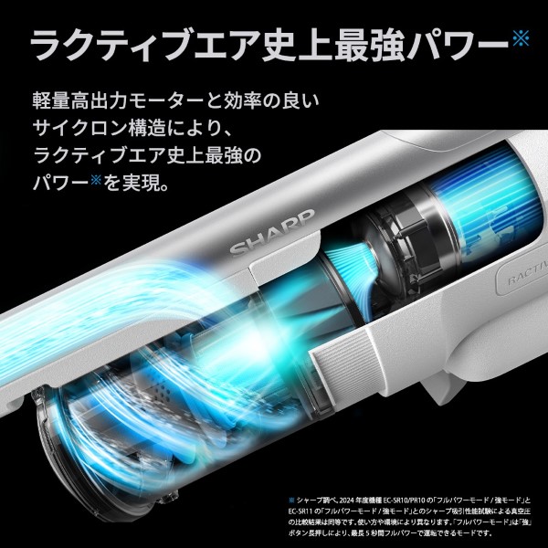 掃除機 SHARP シャープ サイクロン式スティッククリーナー ホワイト RACTIVE Air POWER EC-SR11-W/srmの画像