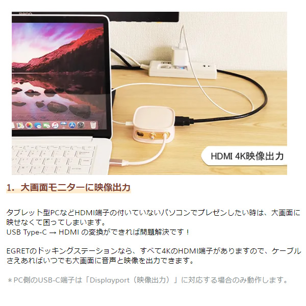 EGRET USB-Cドッキングステーション 1to10 ハンドバッグ型 ピンク EH23-XC-P/srm｜gioncard｜05