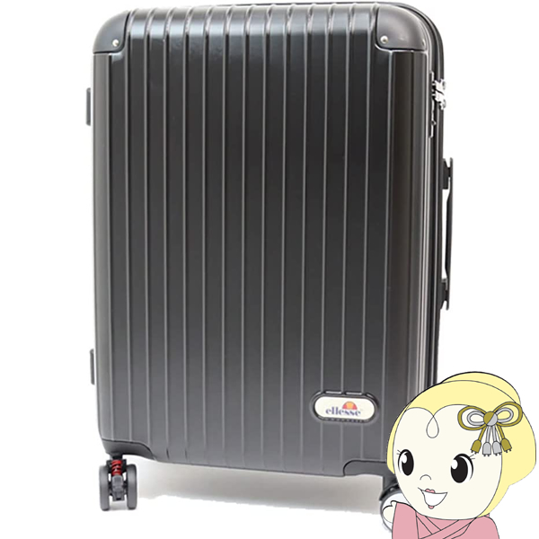 スーツケース Mサイズ キャリーケース ellesse エレッセ ハードキャリー 約 62-68L かわいい 大容量 キャリーバッグ ブラック/srm