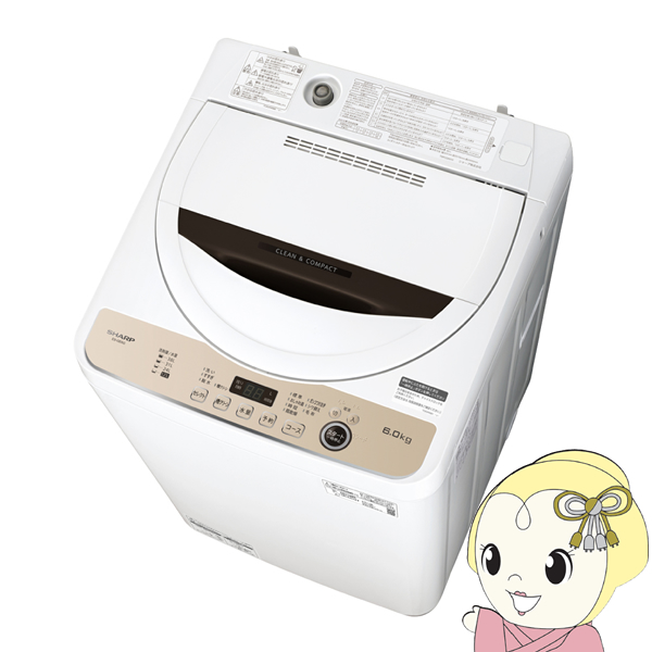 洗濯機 シャープ 全自動洗濯機 SHARP 6.0kg ES-GE6G-T ブラウン/srm
