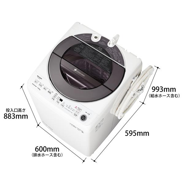 洗濯機 洗濯6.5kg 乾燥3.5kg 全自動洗濯機 シルバー系 SHARP シャープ メーカー保証対応 初期不良対応 ES-TX6G-S 設置対応可能