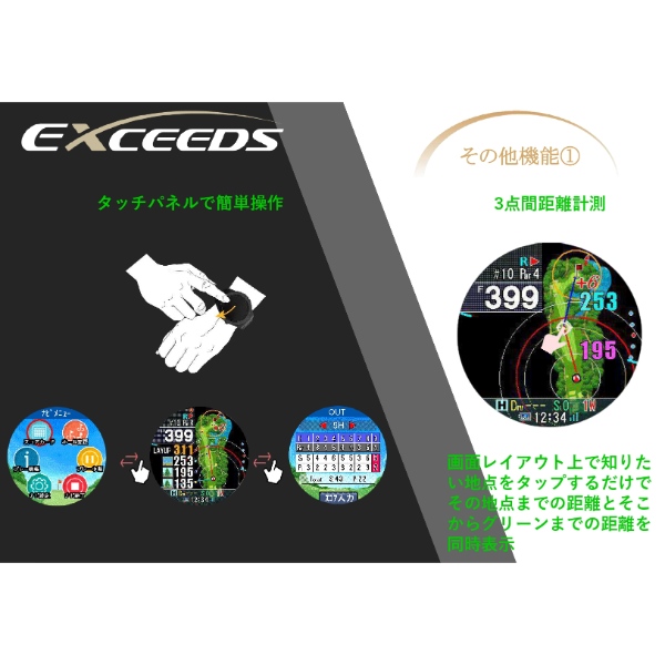 GPSゴルフナビ 腕時計型 テクタイト Shot Navi ショットナビ EXCEEDS エクシーズ スイングテンポ機能 ホワイト/srm | ShotNavi | 09