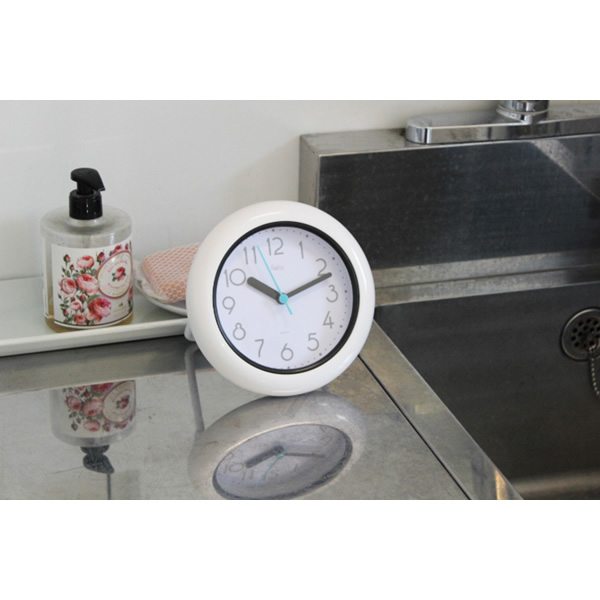 ノア精密 掛け時計置き時計兼用 お風呂やキッチンでも使える 生活防水 ｆｅｌｉｏ バブルコート ホワイト FEW130 WH｜gioncard｜02