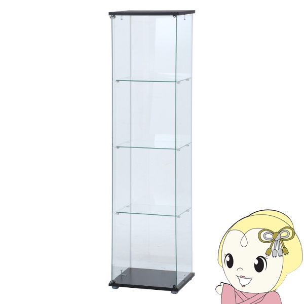 ガラスコレクションケース ブラック ４段 幅42.5cm 奥行36.5cm 高さ162cm ディスプレイラック フィギュアケース 全面ガラス/srm