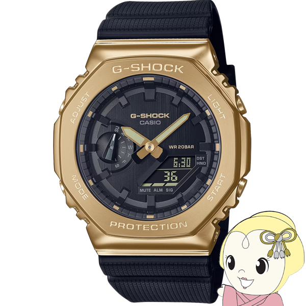 G-SHOCK GM-2100G-1A9JF 腕時計 CASIO カシオ メタルカバード 黒 ゴールド メンズ 国内正規品 アナログ・デジタル両式（アナデジ）/srm