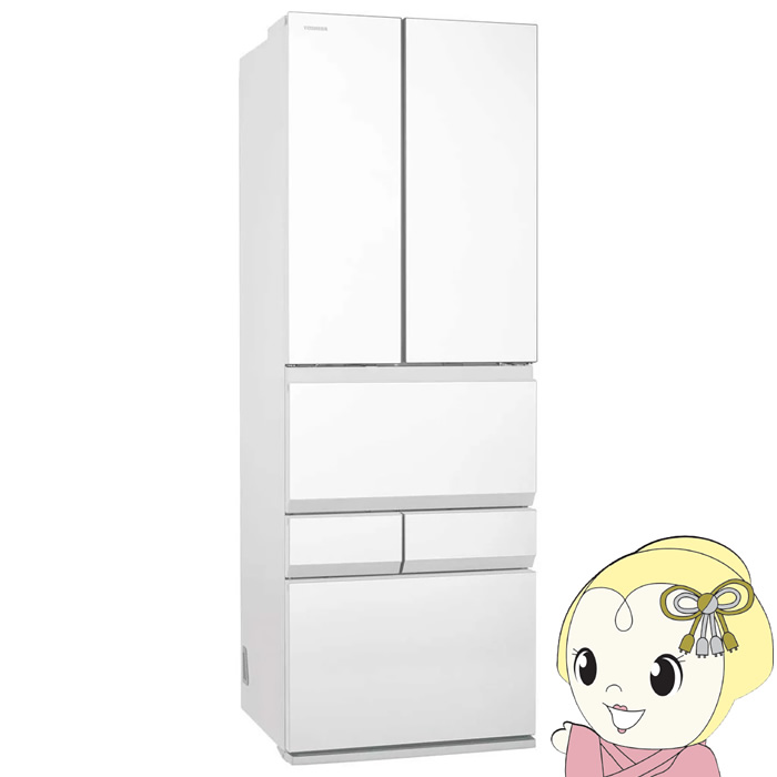 [�\�� 2/23�ȍ~]�①�� �y�W���ݒu��z ���� TOSHIBA 487L 6�h�A �t���X�g�z���C�g GR-A490XFS-TW