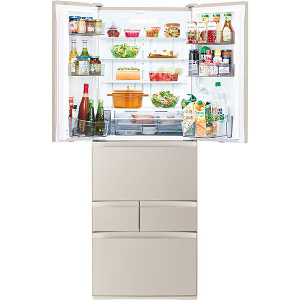 冷蔵庫 【設置込】 東芝 TOSHIBA 462L 幅65cm フレンチドア 観音開き 6ドア サテンゴールド GR-Y460FH-EC VEGETA FHシリーズ | vegeta | 01