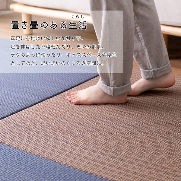 最大5000円OFFクーポン 萩原 ユニット畳 半畳 82×82cm 同色9枚セット 置き畳 南風 アジアンテイスト 縁無し 萩原 リビング 寝室  子ども 部屋 ネイビー/srm 通販