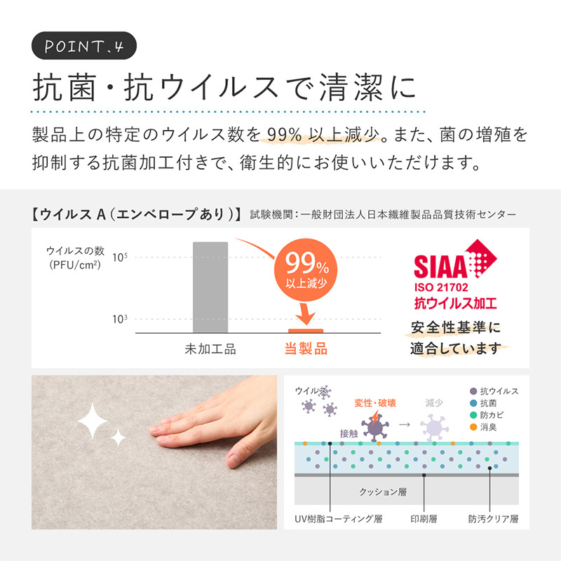 クッションフロア ペット対応 防水 防滑 ラグ 約182×300cm クレイブロック/srm_6