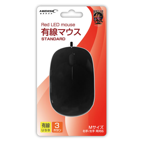 マウス　【メーカー直送】 HIDISC 有線マウス ブラック レッドLED 3ボタン HDM-2106BK｜gioncard｜02