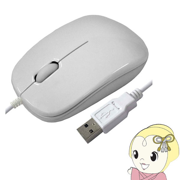 マウス　【メーカー直送】 HIDISC 有線マウス ホワイト レッドLED 3ボタン HDM-2106WH｜gioncard