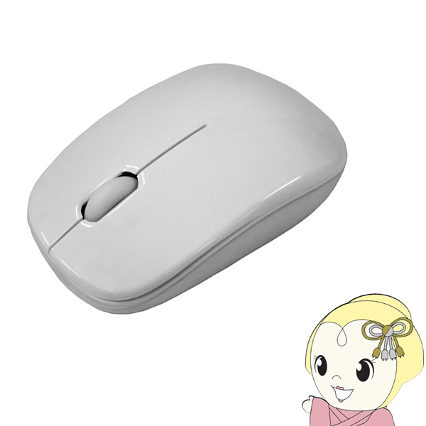 マウス　【メーカー直送】 HIDISC 無線 2.4GHz ワイヤレスサイレントマウス ホワイト ブルーLED 3ボタン HDMSW-7091W｜gioncard