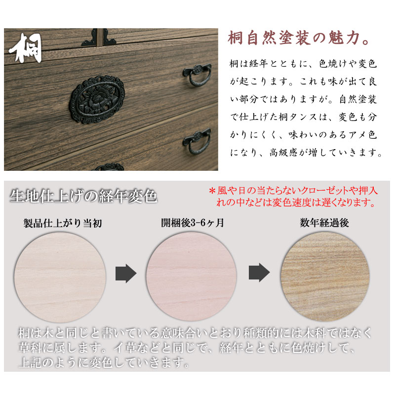 桐タンス 桐 民芸箪笥 5段 ブラウン 桐たんす 和箪笥 桐箪笥 着物収納 レトロ 着物入れ 着物 たとう紙 日本製 おしゃれ うづくり 引き出し/srm_12