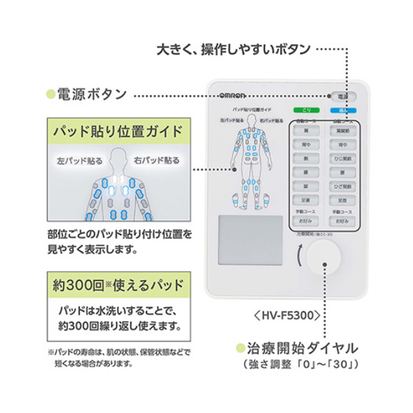 低周波治療器 オムロン OMRON 電気治療器 HV-F5300 肩こり 痛み 【肩・腕・腰・脚・背中・関節  HV-F5300/srmの画像