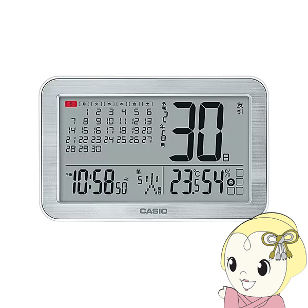 電波掛置兼用時計　令和カレンダークロック　温湿度表示付　シルバー デジタル IDC-800J-8JF カシオ CASIO/srm｜gioncard