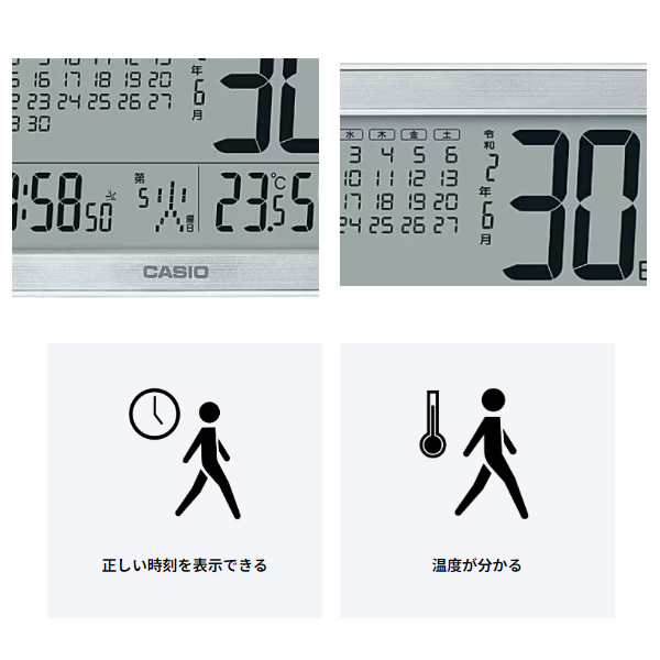 電波掛置兼用時計　令和カレンダークロック　温湿度表示付　シルバー デジタル IDC-800J-8JF カシオ CASIO/srm｜gioncard｜02