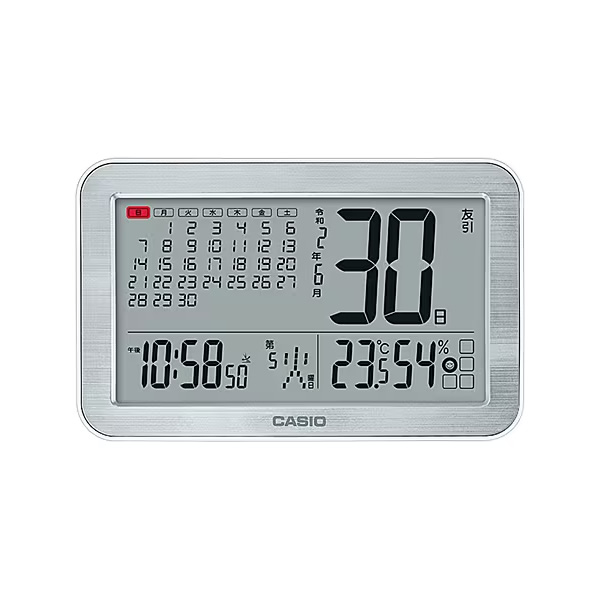電波掛置兼用時計　令和カレンダークロック　温湿度表示付　シルバー デジタル IDC-800J-8JF カシオ CASIO/srm｜gioncard｜03