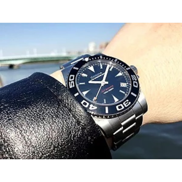 ZEEDA（ジーダ） メンズ腕時計 「JET SHARK」 ステンレス 10気圧防水 自動巻き 40mm JET-BK ピアノブラック/srmの画像
