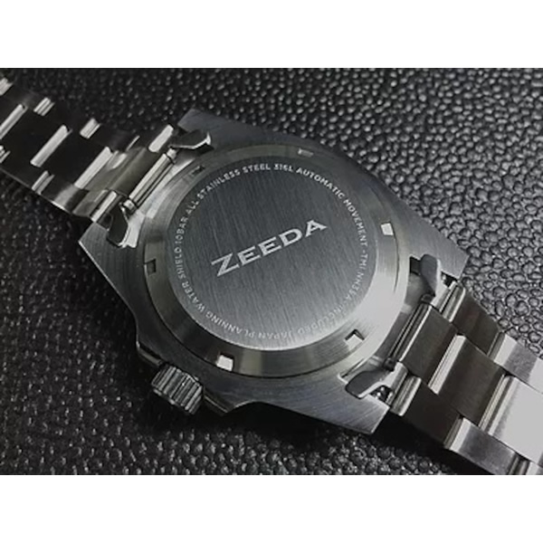 ZEEDA（ジーダ） メンズ腕時計 「JET SHARK」 ステンレス 10気圧防水 自動巻き 40mm JET-BK ピアノブラック/srmの画像