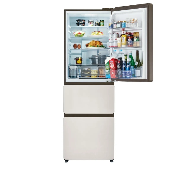 [予約 約1-2週間以降]冷蔵庫【設置込】ハイアール Haier 375L 3ドア 右開き CVシリーズ SLIMORE X  スリモアX 幅59.5cm サンドホワイト JR-CVM38A-W ぎおんの画像