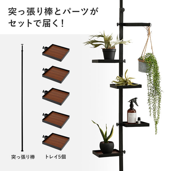 突っ張り棒＆パーツ ６点セット（角型） ラック ブラウン×ブラック 突っ張りラック オープンラック おしゃれ 可愛い シンプル  萩原/srm｜gioncard｜04