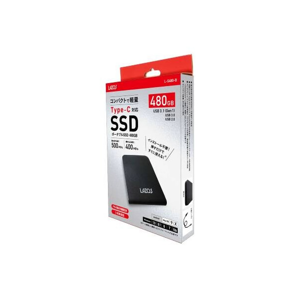 LAZOS ポータブルSSD 外付けSSD 480GB 5個セット L-S480-B/srm｜gioncard｜08