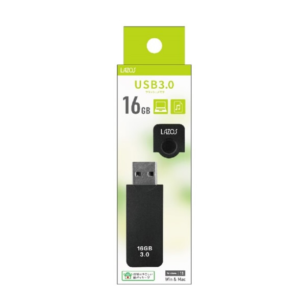 LAZOS 16GB USBフラッシュメモリ キャップ式 20個セット L-US16-CPB/srm｜gioncard｜03