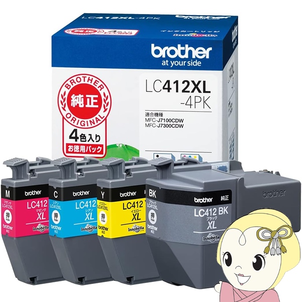 ブラザー brother 純正 インクカートリッジ 4色パック(大容量) LC412XL-4PK/srm : lc412xl-4pk :  スーパーぎおん ヤフーショップ - 通販 - Yahoo!ショッピング