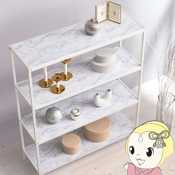 人気商品】萩原(Hagihara) オープンシェルフ ラック スチール 大理石調  