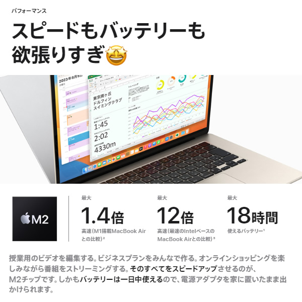 MacBook Air Liquid Retinaディスプレイ Apple アップル 15.3インチ MQKW3J/A [ミッドナイト]/srm｜gioncard｜03