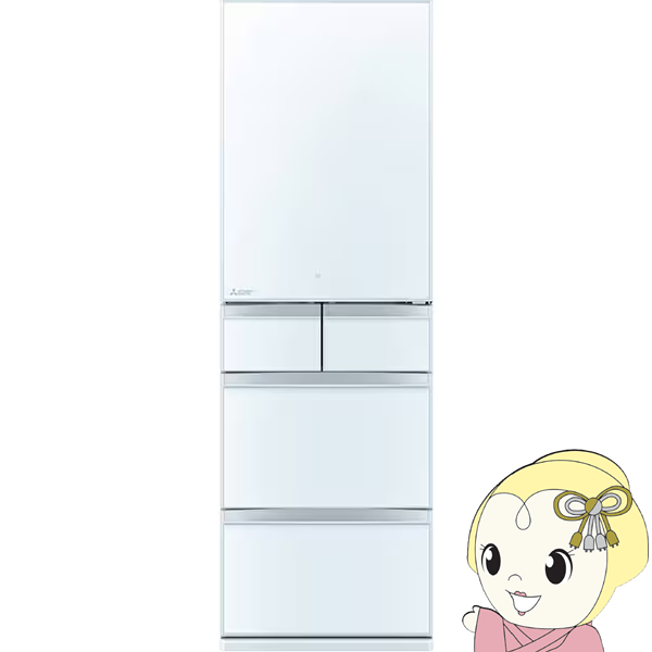 【新品訳あり】 【標準設置費込】冷蔵庫 三菱電機 455L 右開き 5ドア Bシリーズ クリスタルピュアホワイト ガラスドア MR-B46J-W 【OCQ2133854256】(78000円)