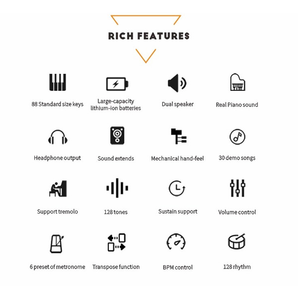折りたたみ式 電子ピアノ MIDI キーボード 88鍵盤 TAHORNG ORIPIA88BK ブラック/srm_1