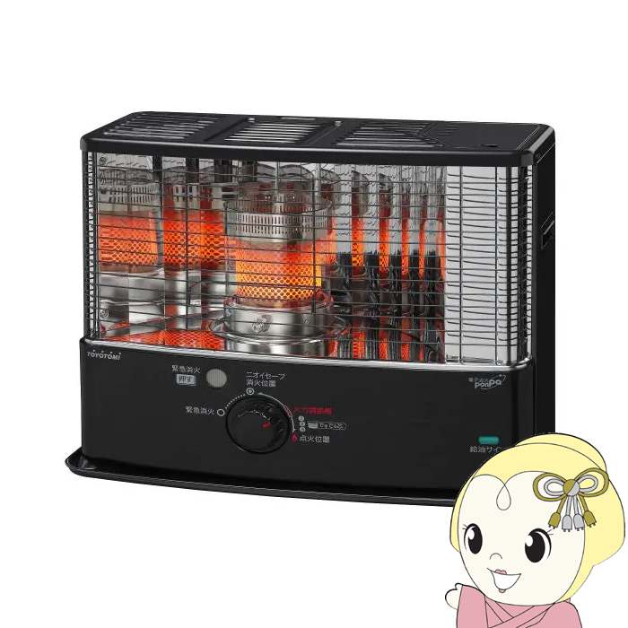 石油ストーブ  トヨトミ 木造8畳/鉄筋11畳まで RS-W3024-B ブラック ワイドタイプ おしゃれ TOYOTOMI（トヨトミ） 石油ストーブ 木造8畳/鉄筋11畳まで RS-W3024-B