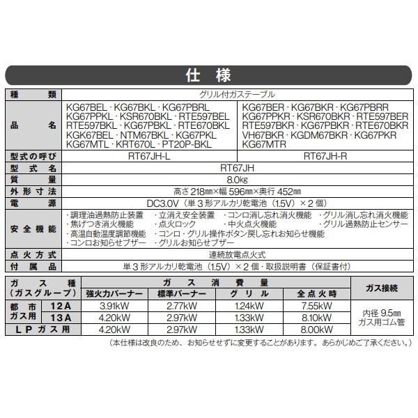 rte597（ガステーブル）の商品一覧｜ガステーブル、コンロ｜キッチン