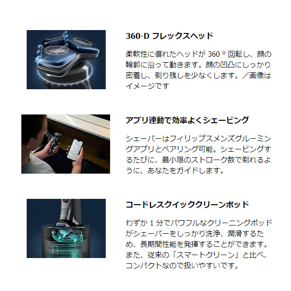 充電式シェーバー 回転式 洗浄器付 ウェット＆ドライ ブラック フィリップス S7000シリーズ PHILIPS S7886/50/srmの画像