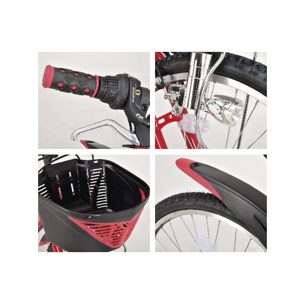 子供用自転車 22インチ 6段変速 BMXスタイル ソレイユ22 LEDブロックランプ 美和商事 レッド SLN226BKLD-RD/srmの画像