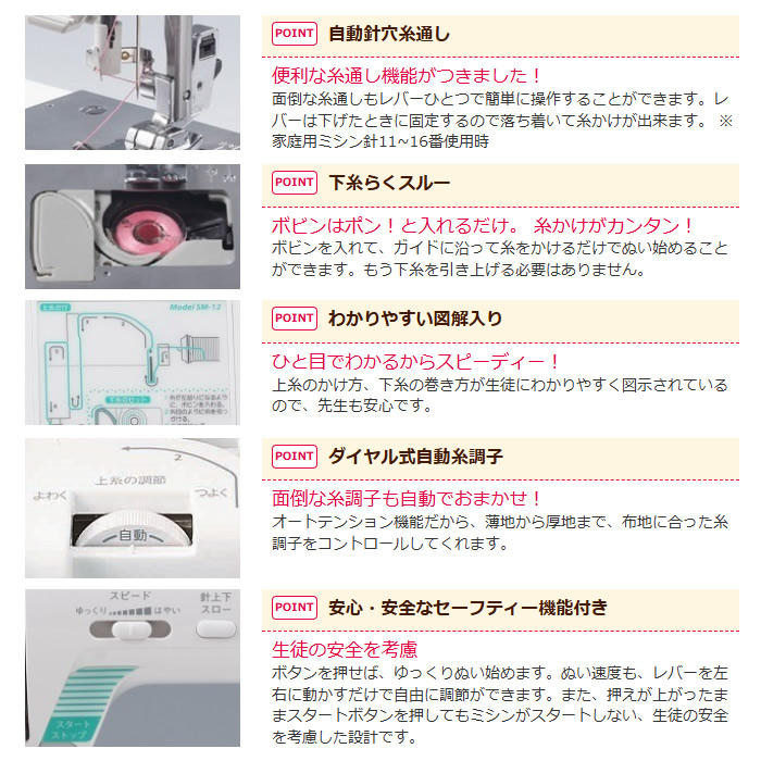 電子ミシン ハッピー school mate スクールメイト 直線専用ミシン SM12/srmの画像