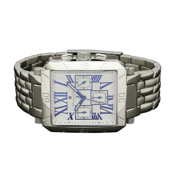 Salvatore Marra サルバトーレマーラ腕時計　スクエア型クロノグラフウォッチ　SM17117-SSWHBL｜gioncard｜02