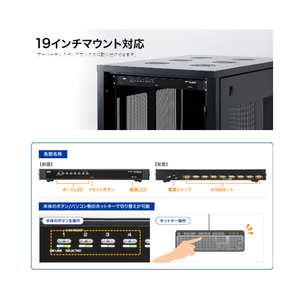 自動切替器 PS/2・USB両対応パソコン自動切替器（8:1）サンワサプライ SW-KVM8UP/srmの画像