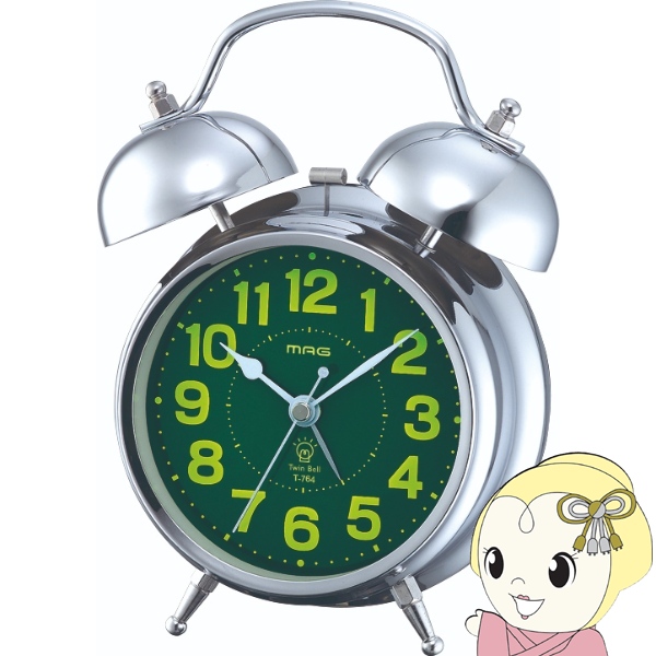 目覚まし時計 MAG マグ ノア精密 置き時計 アナログ 連続秒針 コチコチしない ベル ベルズDX シルバー T-764S-Z | ノア精密
