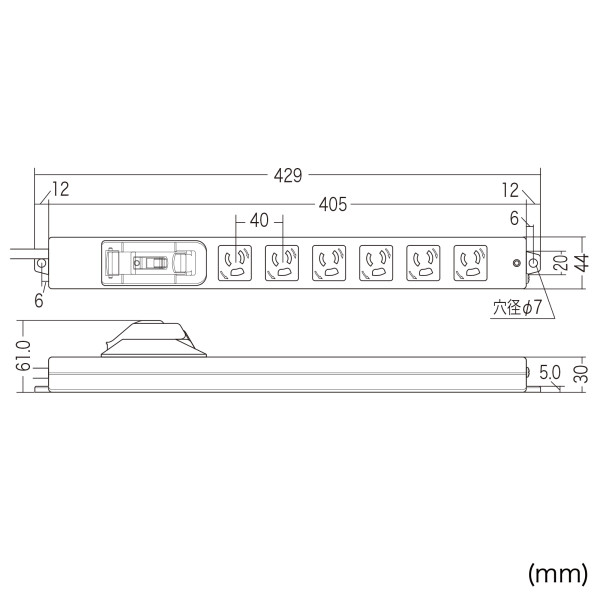 電源タップ 延長コード 1m 漏電ブレーカータップ 3P 6個口 サンワサプライ TAP-BR36LN-1/srm_8