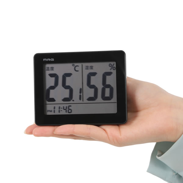 温湿度計 温度計 湿度計 デジタル ノア精密 MAG 環境表示 時計 置き掛け兼用 スカイ シンプル　おしゃれ｜gioncard｜05