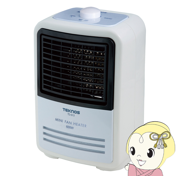 テクノス ミニファンヒーター 600W TS-615 上下可変ルーバー 転倒OFFスイッチ srm