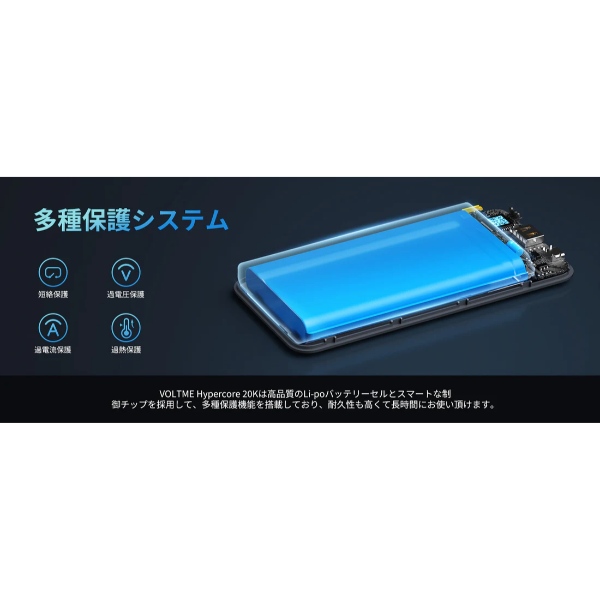 VOLTME モバイルバッテリー 20000mAh Hypercore 20K ハイパーコア 20K 出力22.5W USB-C + USB-A ケーブル付属 ディープブルー B3024/srm