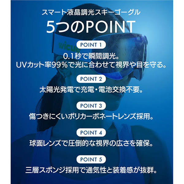 【製造会社直送】WiCUE 0.1秒ちょっとの間調光スキーゴーグル かっこ良い液晶 さくら色 ウィキューダイレクト VR2101-PK
