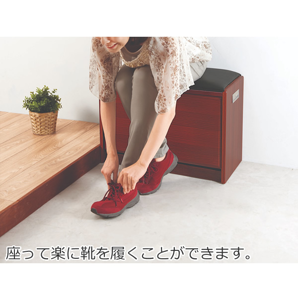 シューズラック ベンチ付き 幅64cmタイプ ブラウン 谷村実業 Vita NEWベンチ式シューズラック 靴収納 玄関  靴箱 ベンチ 玄関椅子 完成品/srmの画像