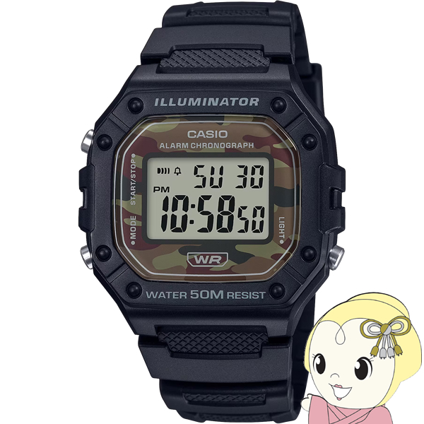 腕時計 逆輸入品 カシオ CASIO W218H-5BV スタンダード デジタル メンズ チープカシオ チプカシ ブラック×カモフラ